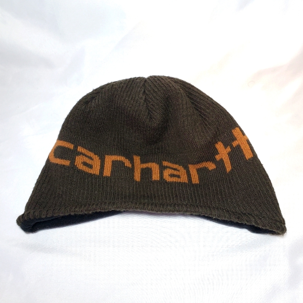Youth Carhartt Hat Beanie Brown Tan Earflaps